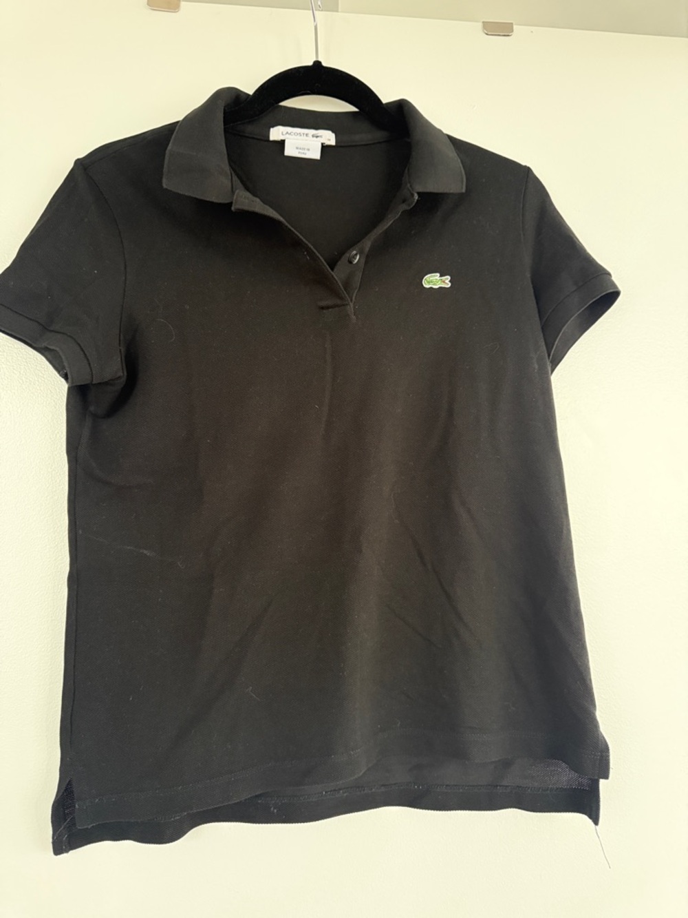 Lacoste Black Polo Shirt with Green Crocodile Logo